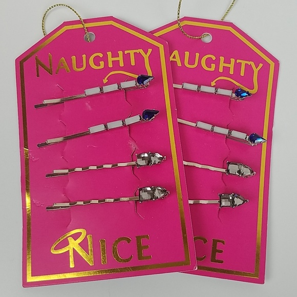 🙋‍♀️Naughty or Nice | Blue Crystal Bobby Pins - Picture 1 of 4